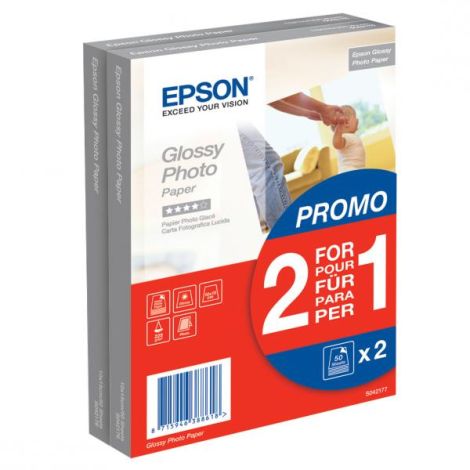 Epson Photo Paper, C13S042177, foto papír, promo 1+1 zdarma typ lesklý, bílý, Stylus Color, Photo, Pro, 10x15cm, 4x6", 225 g/m2,