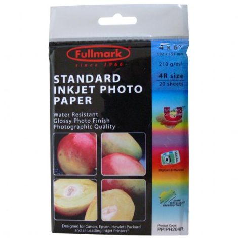 Fullmark Standard Inkjet Photo Paper, foto papír, lesklý, bílý, 10x15cm, 4x6", 210 g/m2, 4880dpi, 20 ks, inkoustový