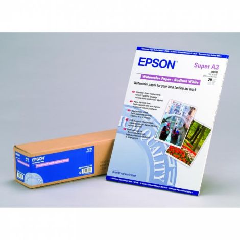 Epson WaterColor Paper Radiant White, C13S041352, voděodolný papír, bílý, Stylus Photo 2000P, A3+, 190 g/m2, 20 ks, inkoustový