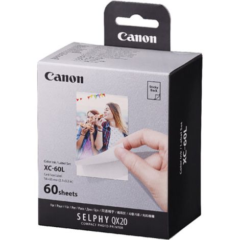 Canon XC-60L papír + ink, XC-60L, foto papír, samolepící, 6756C001, bílý, 60 ks, termosublimační, SELPHY Square QX20