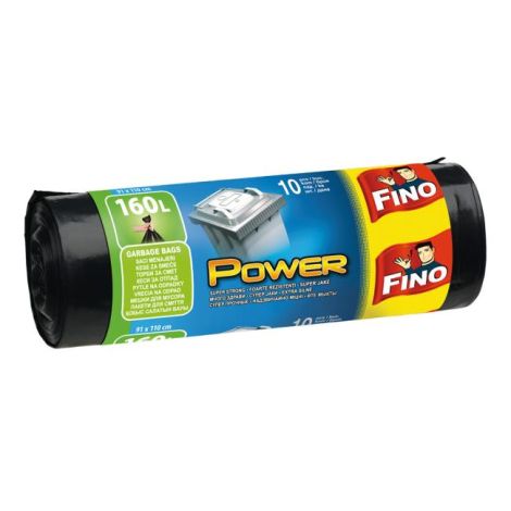 Pytle zavazovací FINO Power 160 ℓ, 45 mic., 91 x 110 cm, černé (10 ks) 