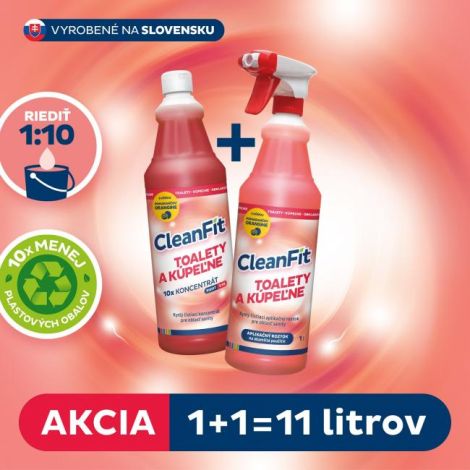 Cleanfit ultrakoncentrát - Toalety a koupelny 1+1=11 l 