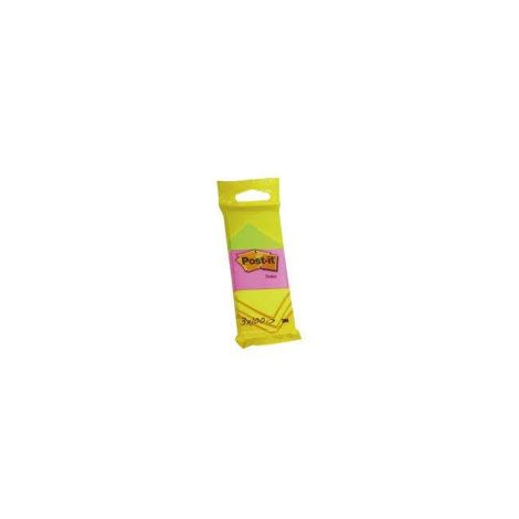 Samolepící bloček Post-it bločky, 51 x 38 mm, zelená, růžová, žlutá, 3 bločky po 100 lístků 