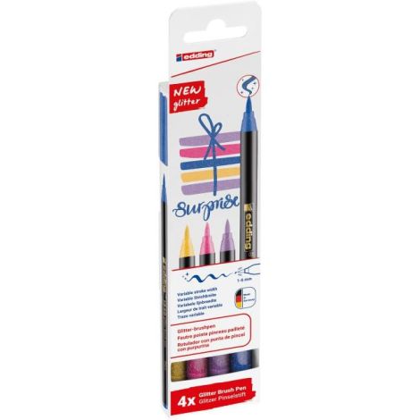 Sada popisovačů edding 1340/4S glitter, pastelové barvy, vláknový hrot 