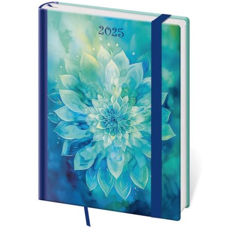 Diář Vario týdenní B6 12x16,5cm s gumičkou Aqua Rose 2025
