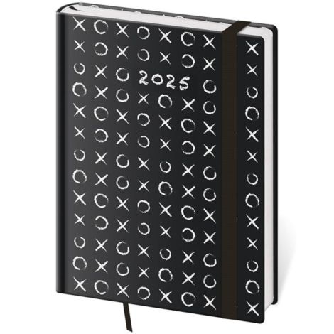 Diář Vario týdenní B6 12x16,5cm s gumičkou Tic-Tac-Toe 2025