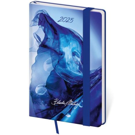 Diář Vario týdenní kapesní A6 9x14 cm s gumičkou Matragi Blue 2026 