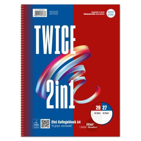 Blok College Format Werk Ursus A4 40 listů linkovaný, 40 listů čtverečkovaný 70g 