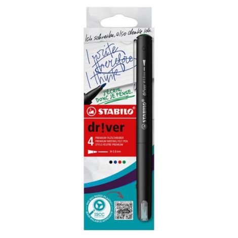 Sada linerů na psaní STABILO dr!ver - medium - 4 ks zelená, červená, modrá, černá 