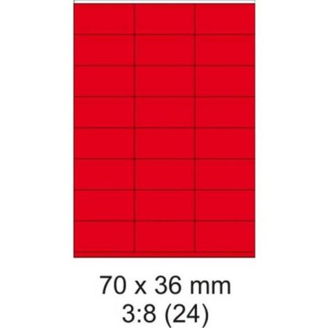 Etikety univerzální A4 70x36mm červené 100 archů