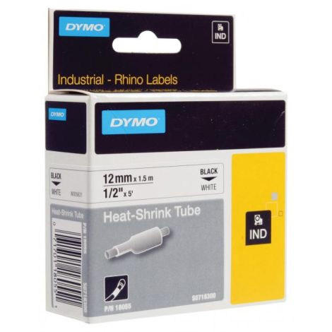 Plochá smršťovací bužírka Dymo D1 12mm bílá/černá