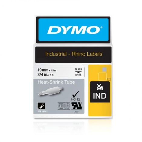 Plochá smršťovací bužírka Dymo D1 19mm bílá/černá 