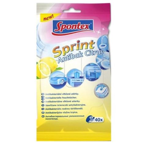 Vlhčené utěrky Spontex antibakteriální citron 40 ks 