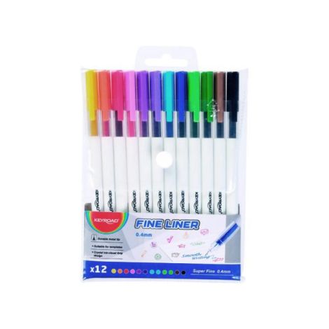 Sada linerů KEYROAD Fine 0,4 mm, 12 ks, mix barev 