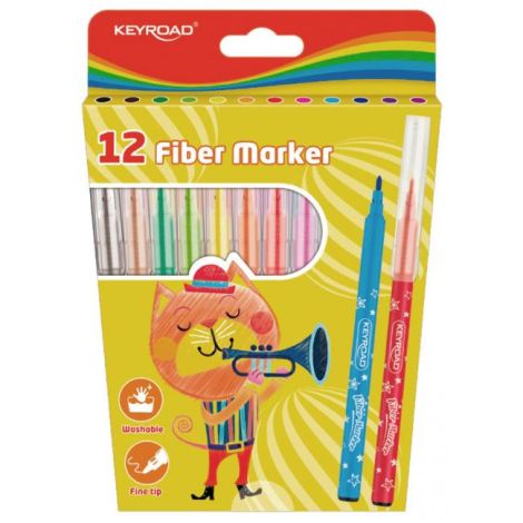 Sada popisovačů KEYROAD Fiber Marker, 12 ks, mix barev 