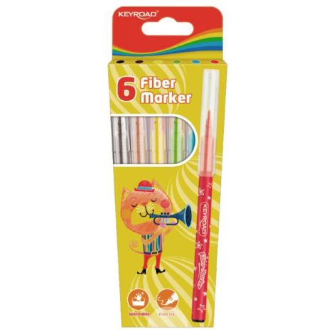 Sada popisovačů KEYROAD Fiber Marker 6 ks, mix barev 