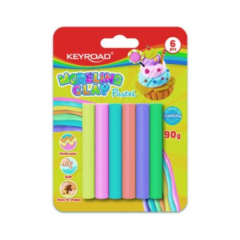 Plastelína KEYROAD 6 ks pastel, blistr, mix barev 
