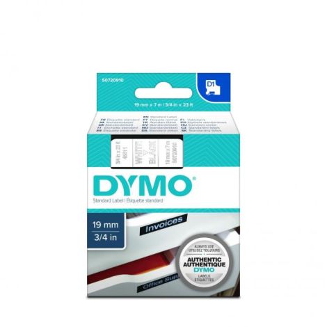 Samolepící páska Dymo D1 19 mm černá/bílá 