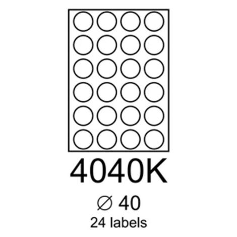 Etikety Rayfilm 40mm kruhové žluté R01214040KA, 100 archů 