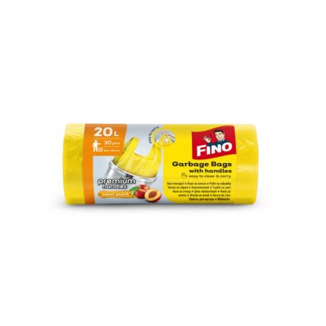 Pytle zavazovací s ušima FINO Premium aromatic 20 ℓ, 7 mic., 44 x 50 cm, žluté (30 ks) 