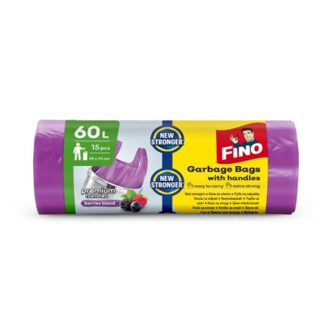 Pytle zavazovací s ušima FINO Premium aromatic 60ℓ, 14 mic., 59 x 72 cm, fialové (15 ks) 