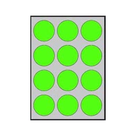 Etikety kruhové barevné průměr 60 mm APLI A4 20 archů fluo zelené 