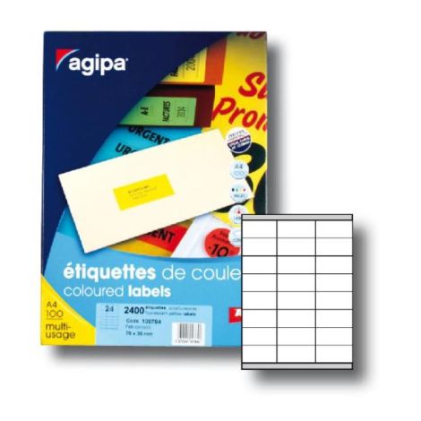 Etikety barevné 70x35mm APLI A4 100 archů fluo žluté 