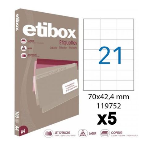 Etikety univerzální 70x42,4mm Etibox A4 100 archů 