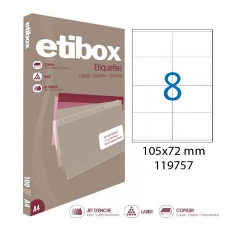 Etikety univerzální 105x72mm Etibox A4 100 archů 