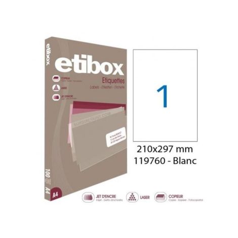 Etikety univerzální 210x297mm Etibox A4 100 archů 
