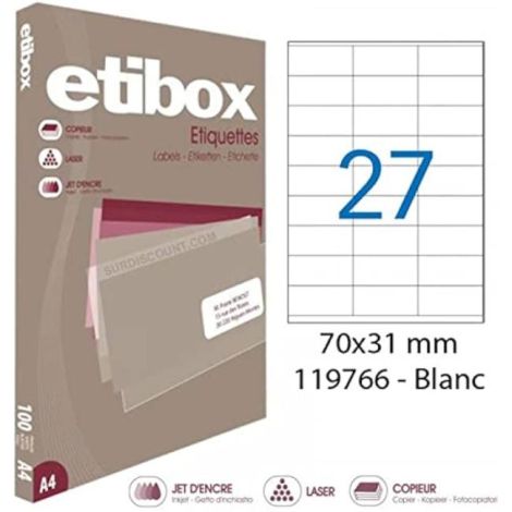 Etikety univerzální 70x31mm Etibox A4 100 archů 