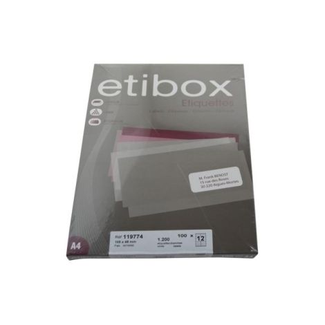 Etikety univerzální 105x48mm Etibox A4 100 archů 