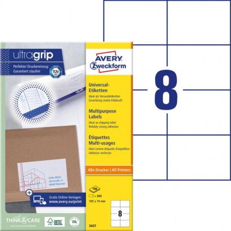 Etikety univerzální 105x74mm Avery A4 100 archů 