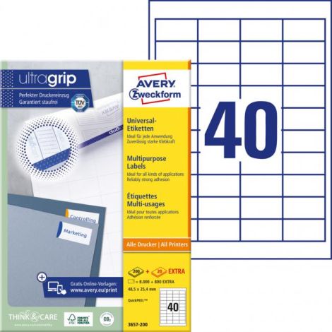 Etikety univerzální 48,5x25,4mm Avery A4 100 archů 
