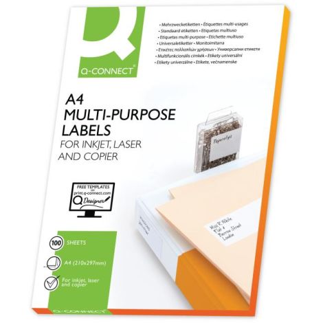 Etikety univerzální 70x32 mm Q-CONNECT A4 100 archů 