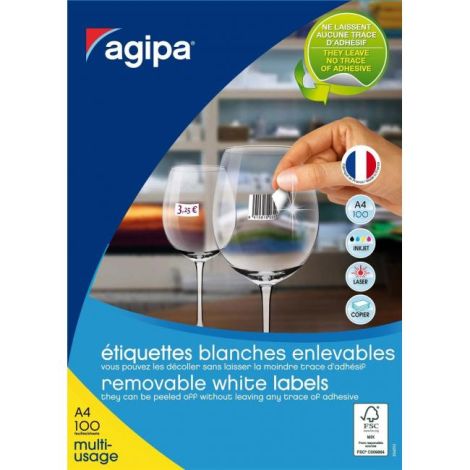 Etikety univerzálně odnímatelné 210x297mm Agipa A4 100 archů 