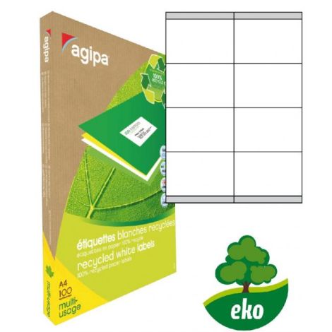 Etikety univerzálně recyklované 105x70mm Agipa A4 100 archů 