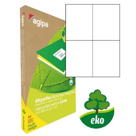 Etikety univerzálně recyklované 105x148,5mm Agipa A4 100 archů 