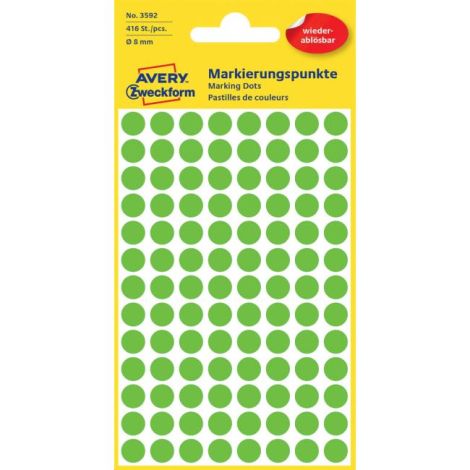 Etikety kruhové 8mm Avery odnímatelné zelené 