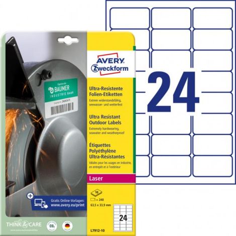 Etikety Avery 63,5x33,9 mm, ultra odolné bílé