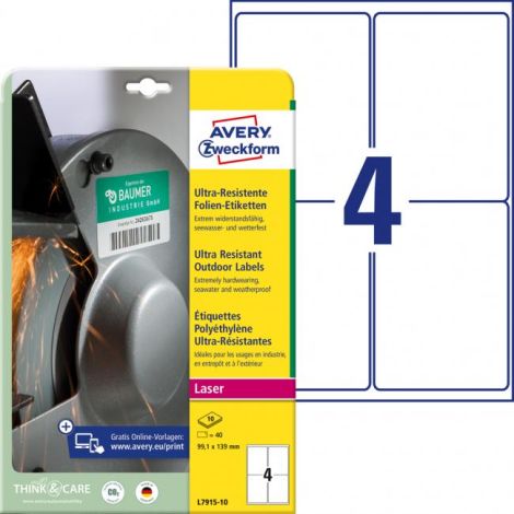 Etikety Avery 99,1x139 mm, ultra odolné bílé