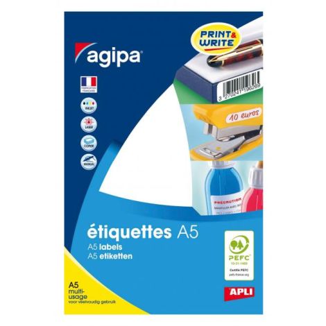 Etikety kruhové 15mm Agipa A5 bílé 
