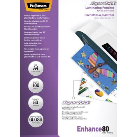Laminovací fólie Fellowes 216x303 A4 80mic Superquick