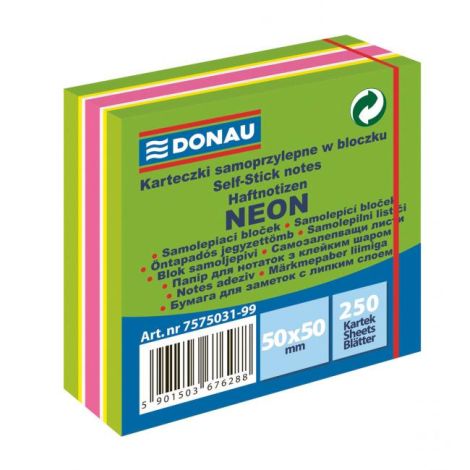 Samolepící bloček Donau neonový 50x50mm 250l zelený