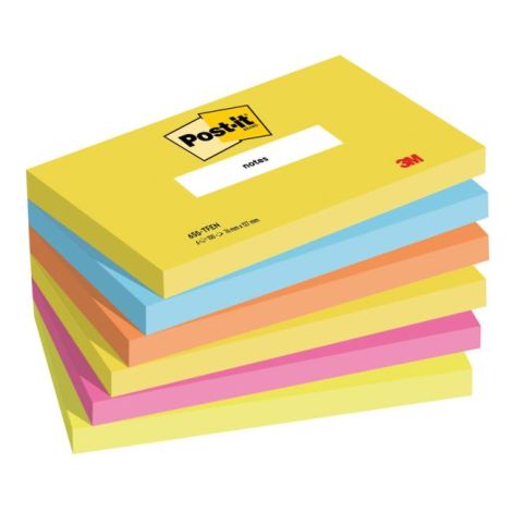 Samolepící bloček Post-it ENERGETIC 76x127mm, 6x100 lístků 