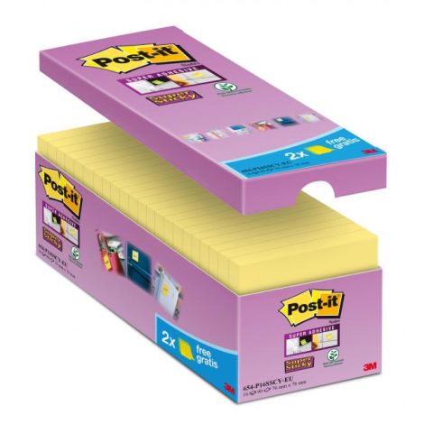 Samolepící bloček Post-it Super Sticky žluté 76x76mm 16x90l 