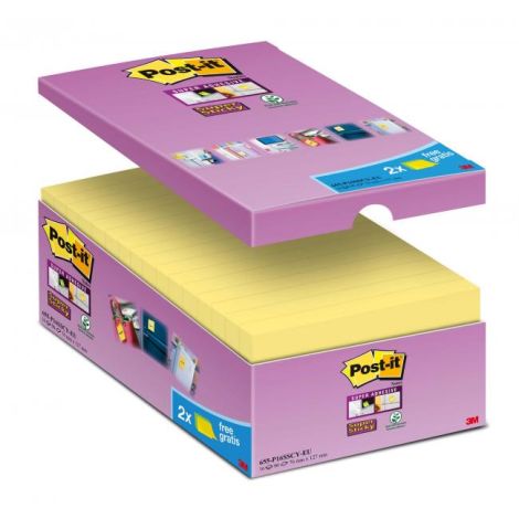 Samolepící bloček Post-it Super Sticky žluté 76x127mm 16x90l