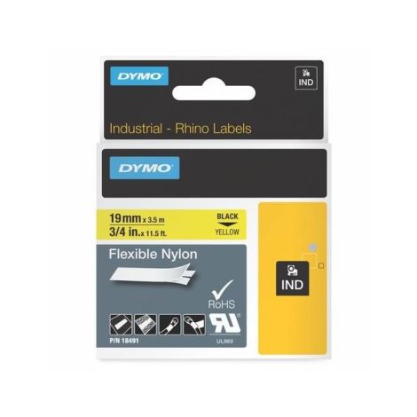 Flexibilní nylonová páska Dymo Rhino 19mm žlutá/černá