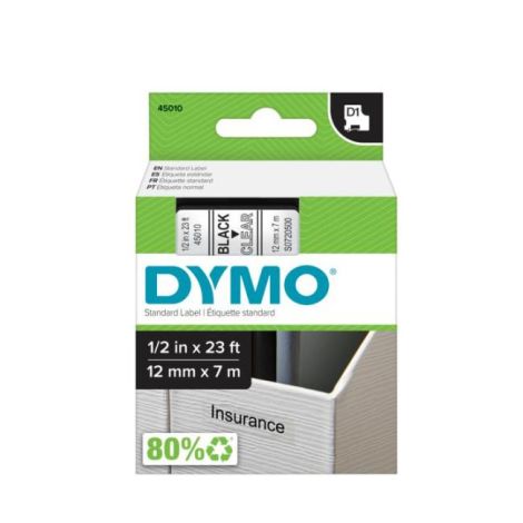Samolepící páska Dymo D1 12 mm čirá/černá 