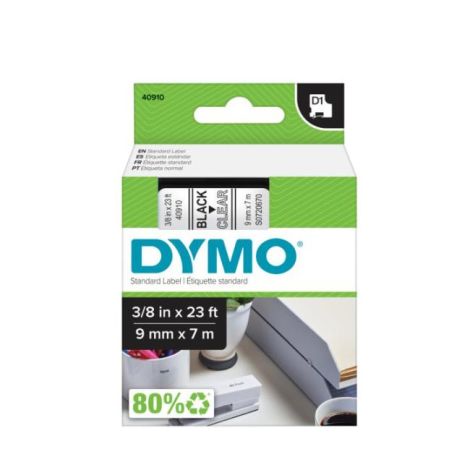 Samolepící páska Dymo D1 9 mm čirá/černá 